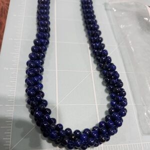 Nwt JTV Sterling Silver Lapiz Lazuli Adjustable Length Beaded Necklace